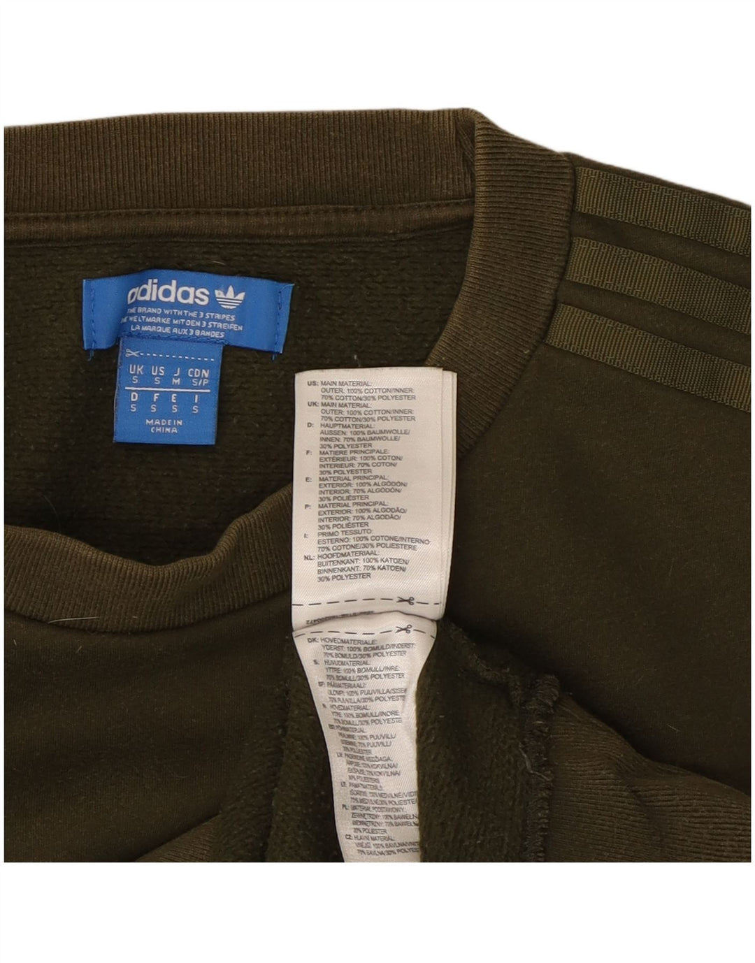 Adidas Herren Sweatshirt Pullover Small Khaki Baumwolle