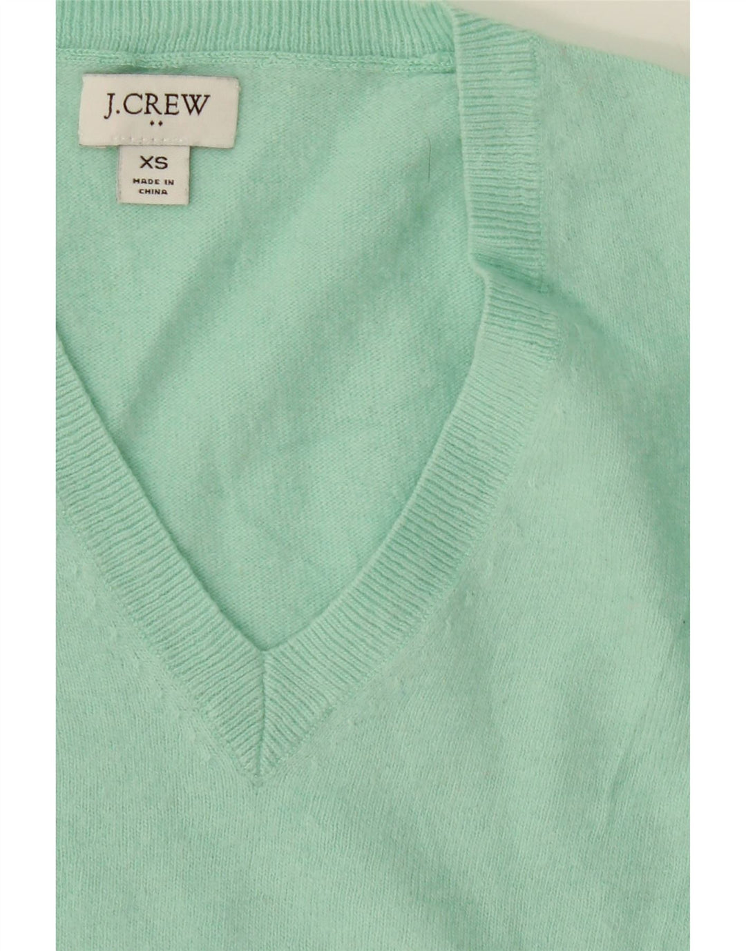 J. CREW Womens V-Neck Jumper Sweater UK 6 XS Turquoise Cotton Vintage J. Crew and Second-Hand J. Crew from Messina Hembry 