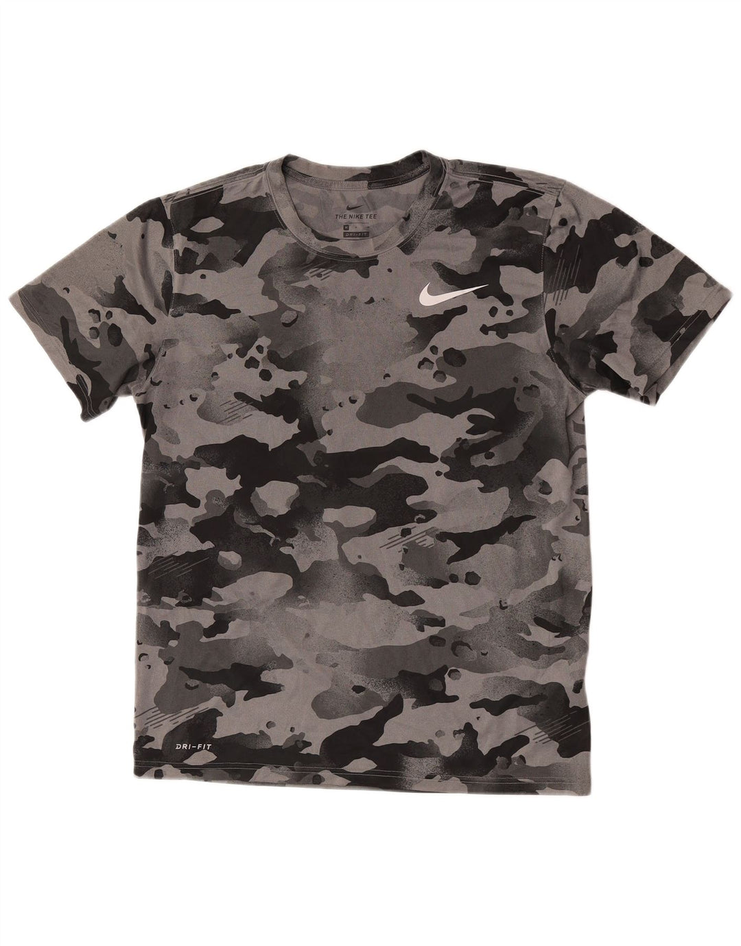 Nike Mens Dri Fit T-Shirt Top Medium Grey Camouflage Polyester
