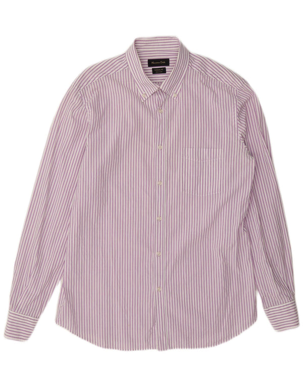 Camisa Massimo Dutti Hombre Casual Fit Large Raya Púrpura