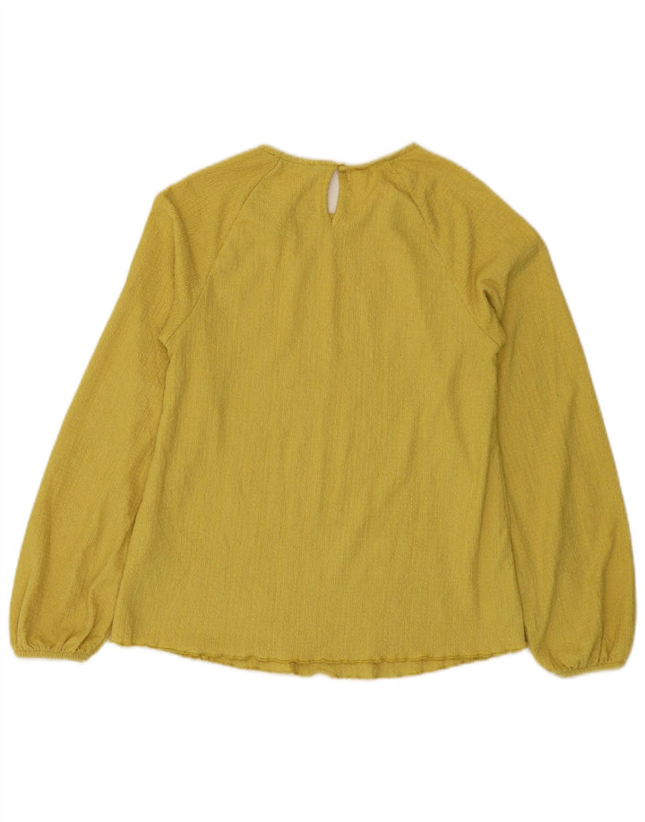 Marks & Spencer Womens Top Long Sleeve UK 6 XS Yellow Polyester