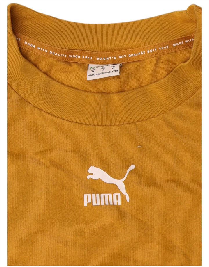 Puma Mens Loose Fit T-Shirt Top Medium Yellow Cotton