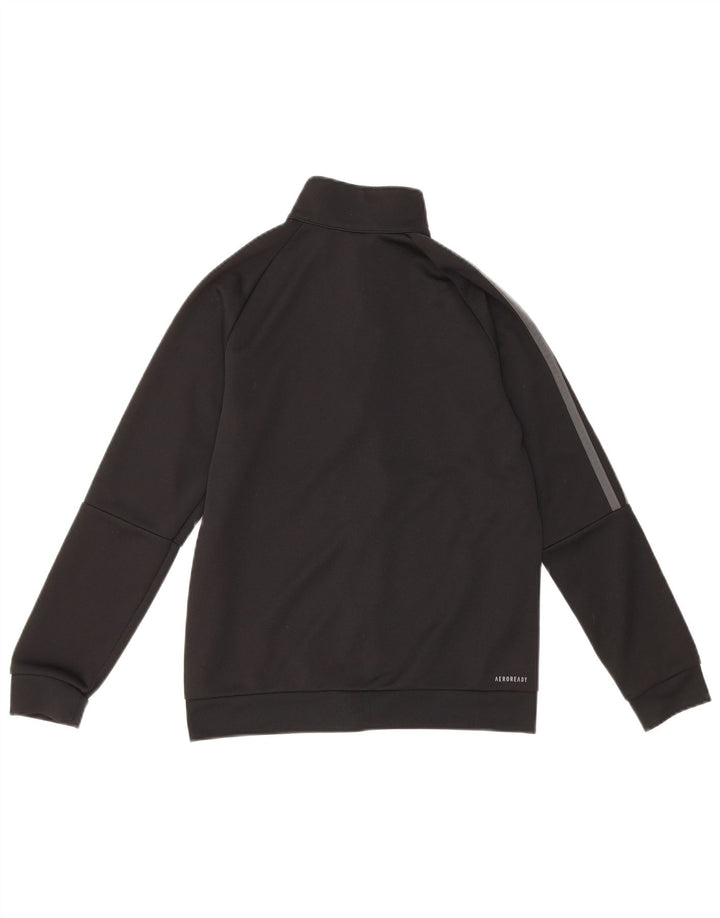 ADIDAS Boys Aeroready Tracksuit Top Jacket 11-12 Years Black Polyester