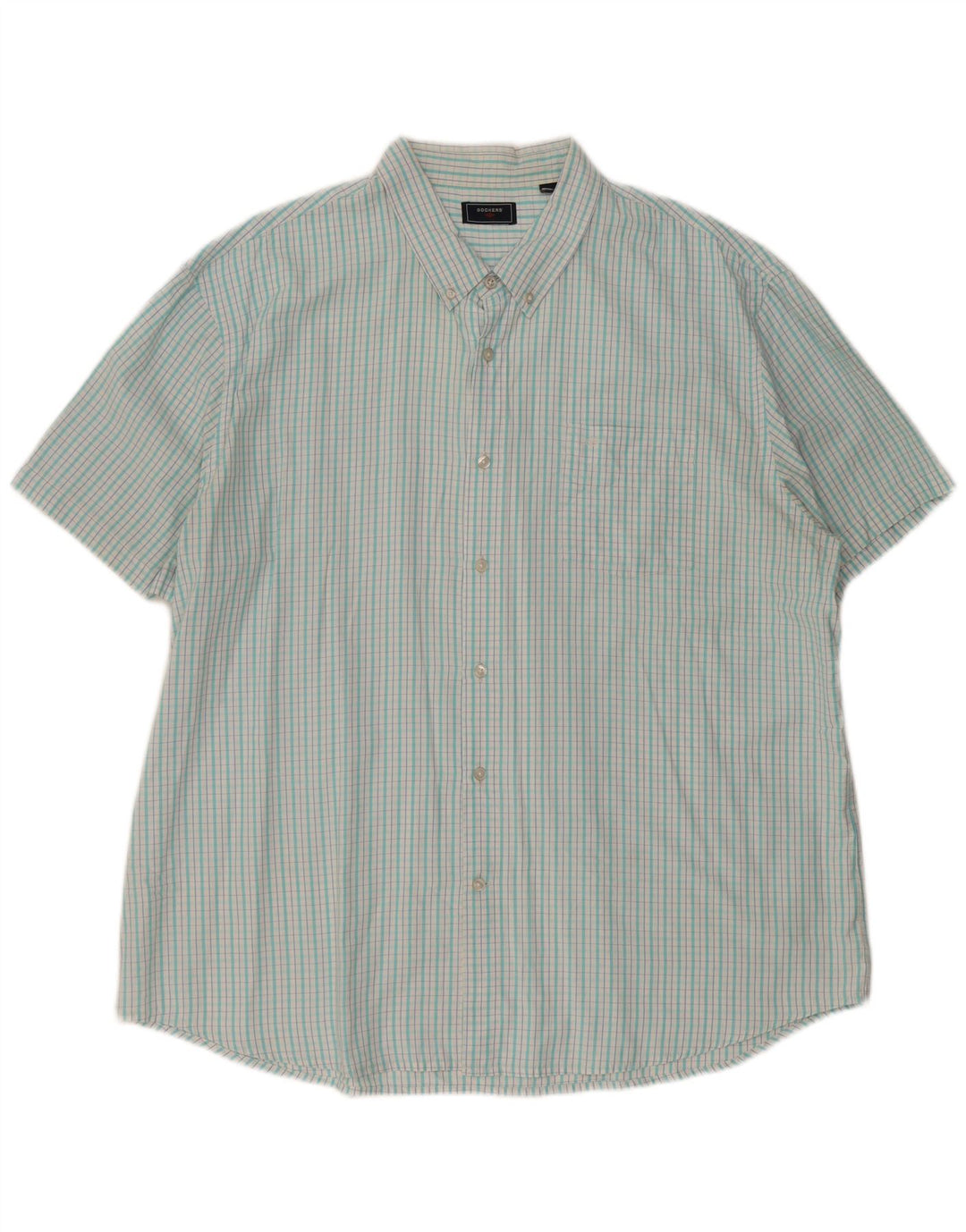 Koszula męska z krótkim rękawem DOCKERS 2XL w turkusową kratkę