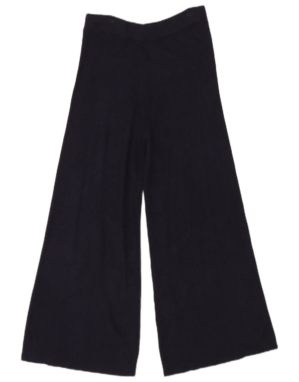 Zara Damen-Freizeithose mit hoher Taille und weitem Bein, Größe S, W26, L26, Marineblau