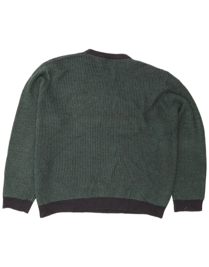 Marks & Spencer Mens Crew Neck Jumper Sweater 2XL Green Acrylic