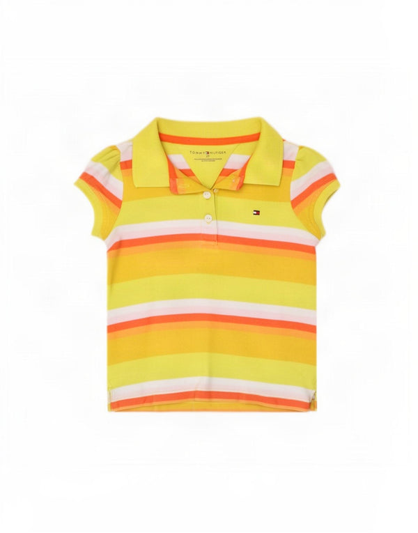 Polo Tommy Hilfiger para bebê menina 18-24 meses algodão listrado amarelo