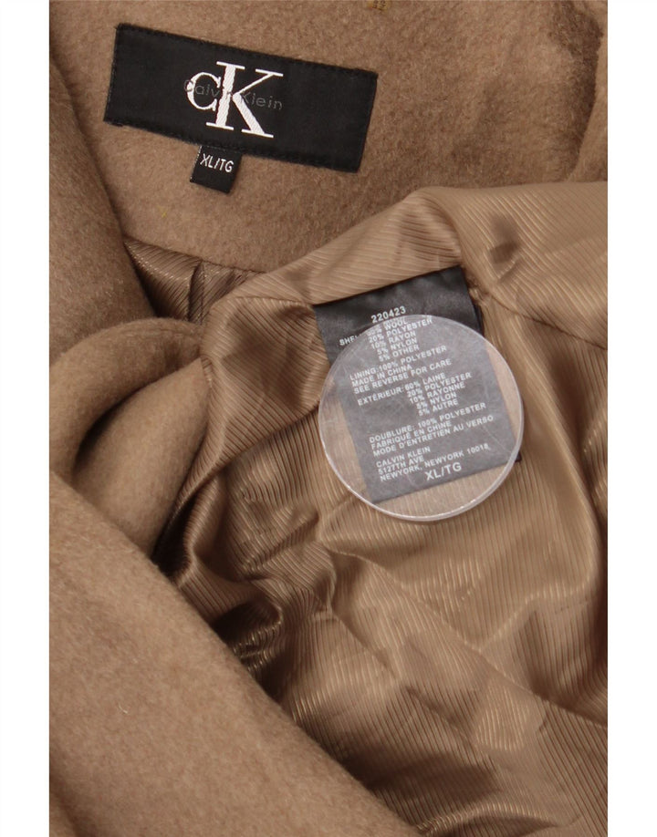 Calvin Klein Damen Übergroßer Mantel UK 18 XL Beige Wolle