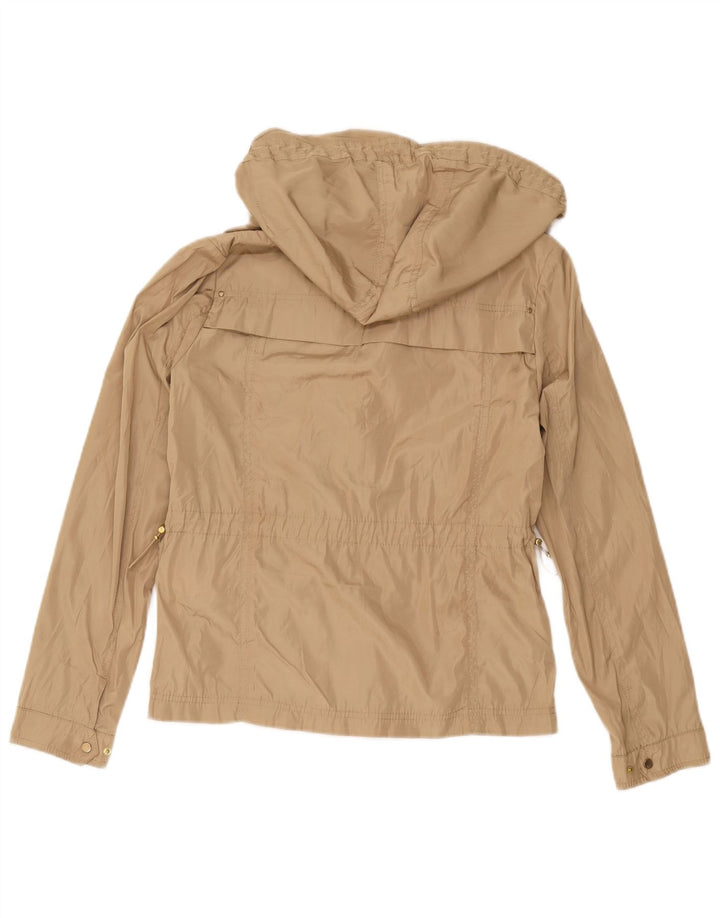 Zara Womens Hooded Rain Jacket UK 12 Medium Beige Polyester
