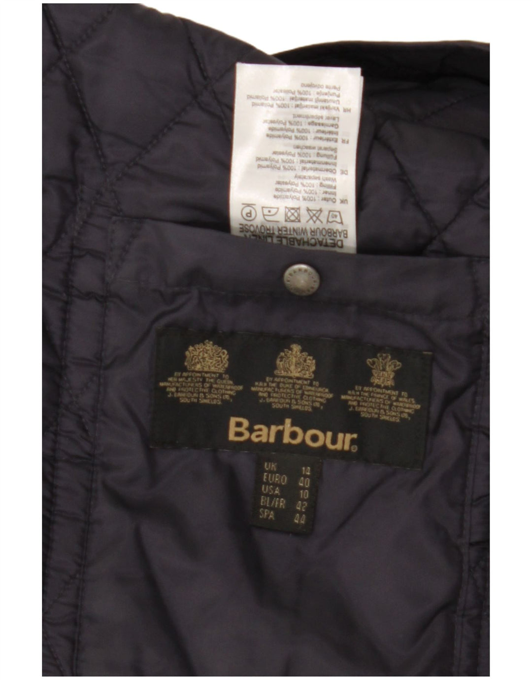 BARBOUR Womens Quilted Jacket UK 14 Large  Navy Blue Polyamide