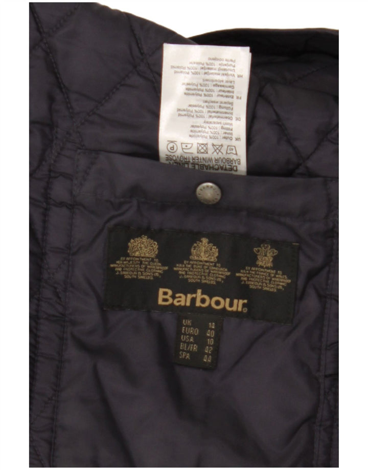 BARBOUR Womens Quilted Jacket UK 14 Large  Navy Blue Polyamide