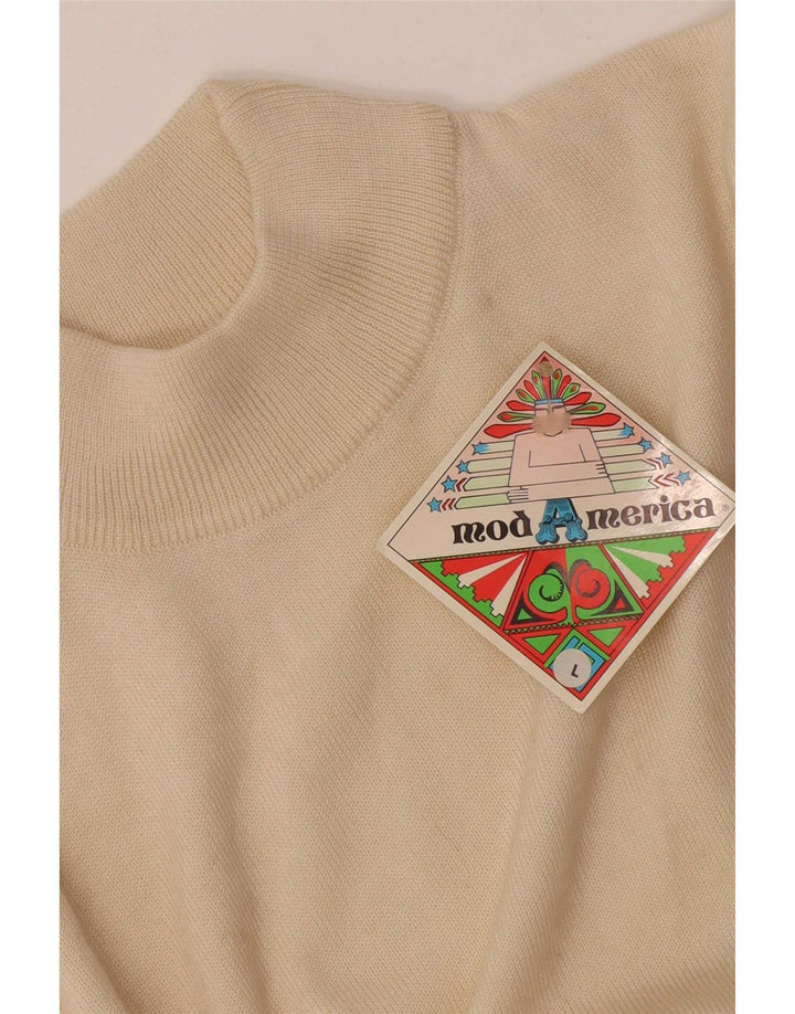 Vintage Womens Long Sleeve Bodysuit UK 14 Large Off White