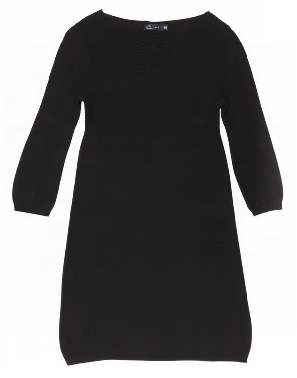 Abito maglione Zara da donna con maniche a 3/4 UK 8 piccolo in cotone nero
