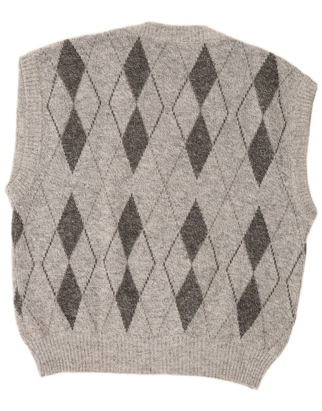 Vintage męski podkoszulek bez rękawów, duży, szary Argyle/diament
