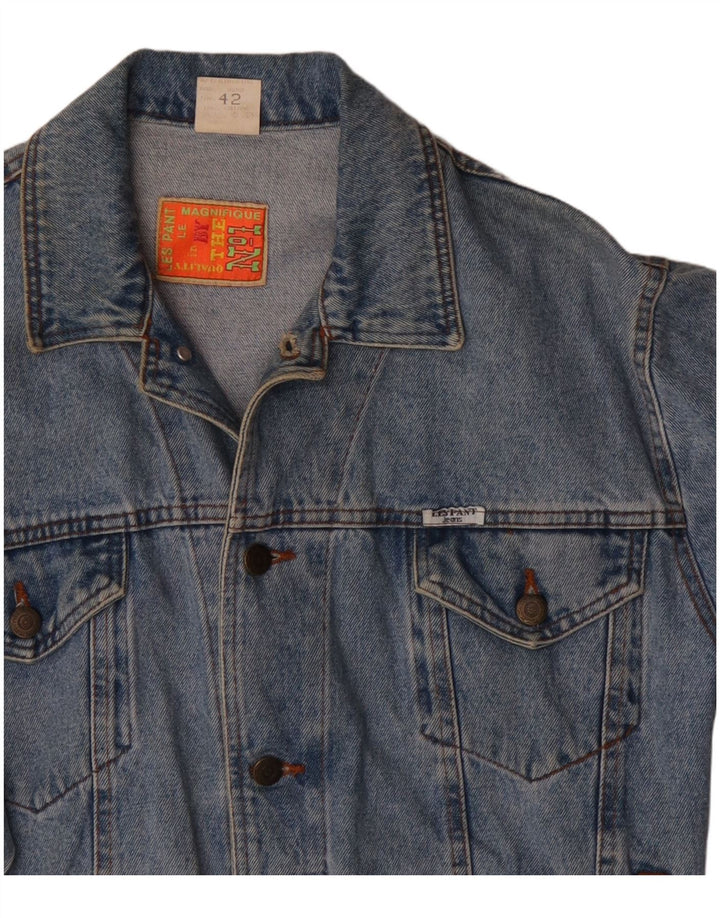 VINTAGE Womens Denim Jacket EU 42 Large Blue Cotton