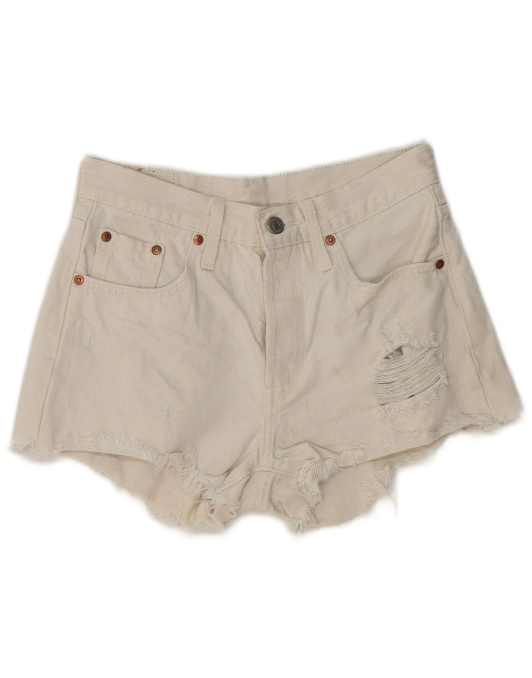 Levi's Womens Distressed Denim Shorts W25 XS White Cotton