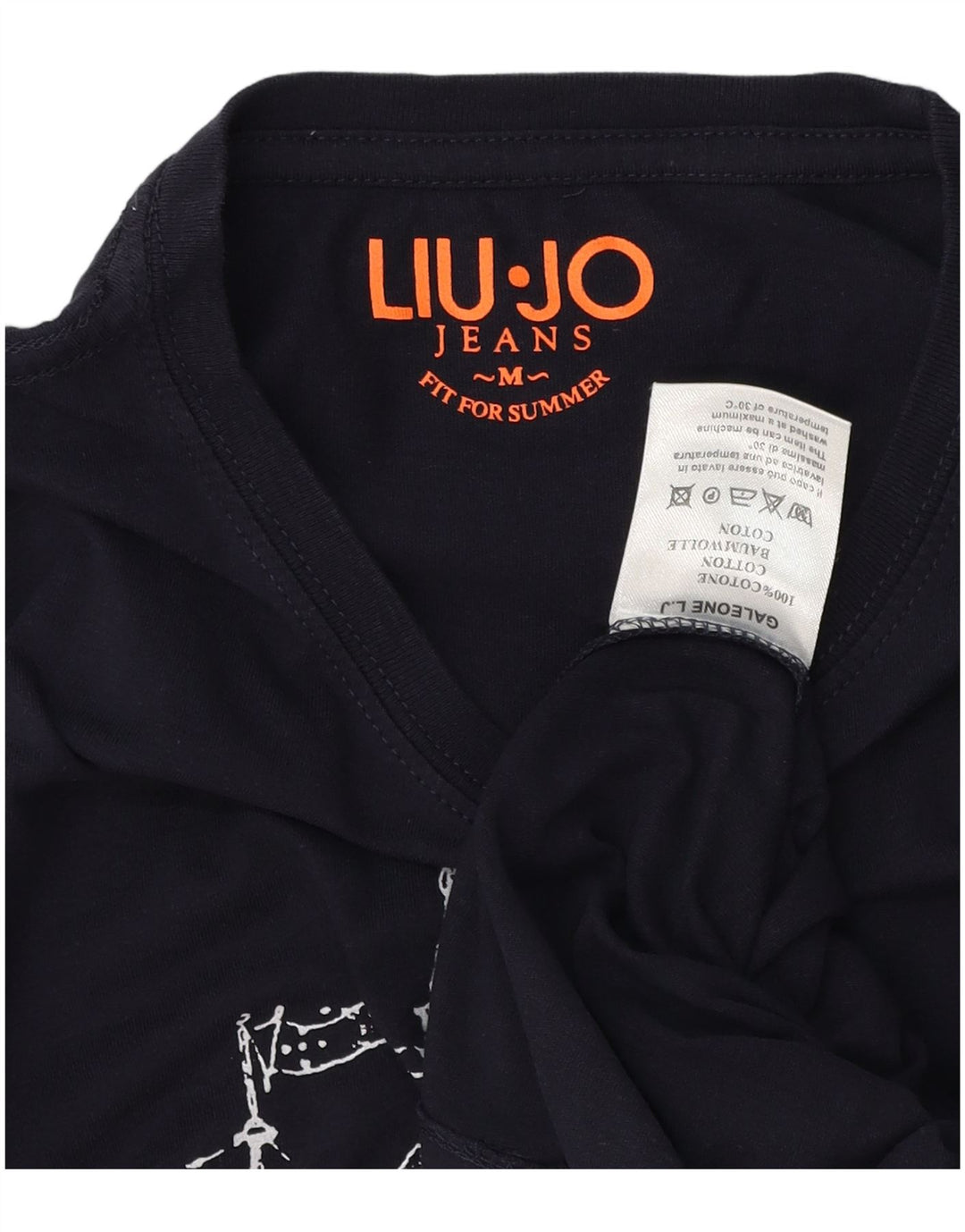 Liu Jo Mens Graphic T-Shirt Top Medium Navy Blue Cotton