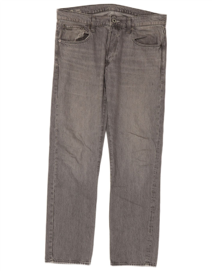 G-Star Mens 3301 Straight Jeans W33 L32 Grey Cotton
