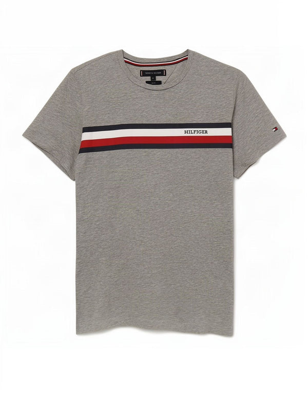 Tommy Hilfiger Mens Slim Fit T-Shirt Top Medium Grey Colourblock Cotton
