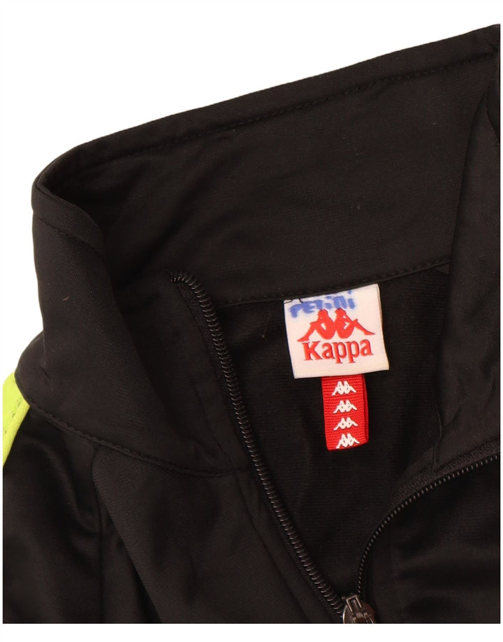 KAPPA Boys Graphic Tracksuit Top Jacket 15-16 Years Black Colourblock