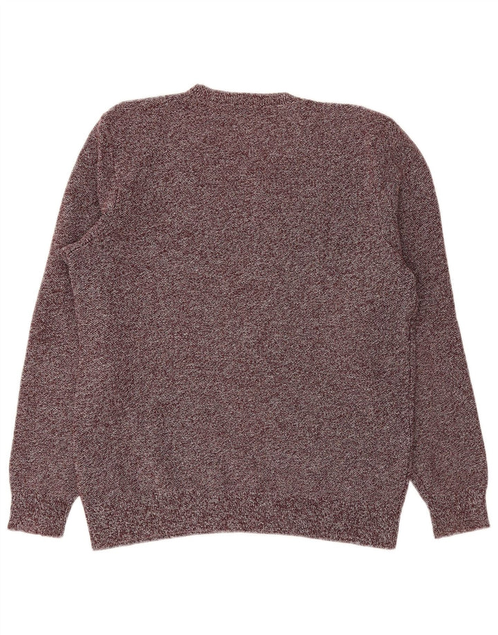 Cos Mens Crew Neck Jumper Sweater Medium Burgundy Flecked Linen