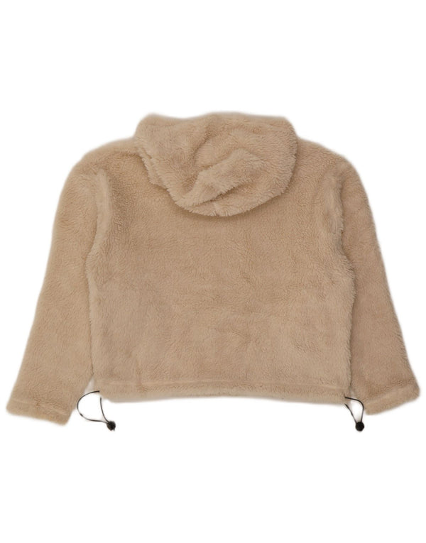 Topshop Damen-Pullover aus übergroßem Fleece mit Kapuze, Gr. 10, Größe S, Beige, Polyester