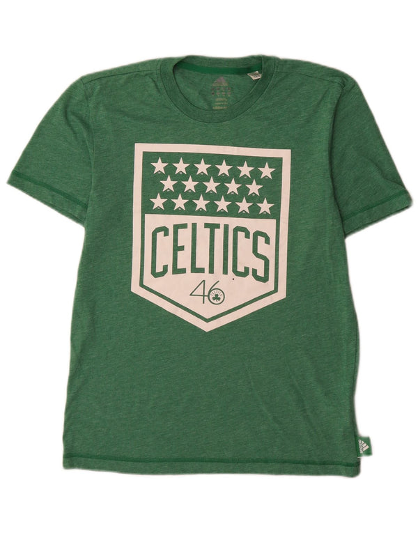 Adidas Uomo Boston Celtics T-shirt grafica Top Small Verde Poliestere