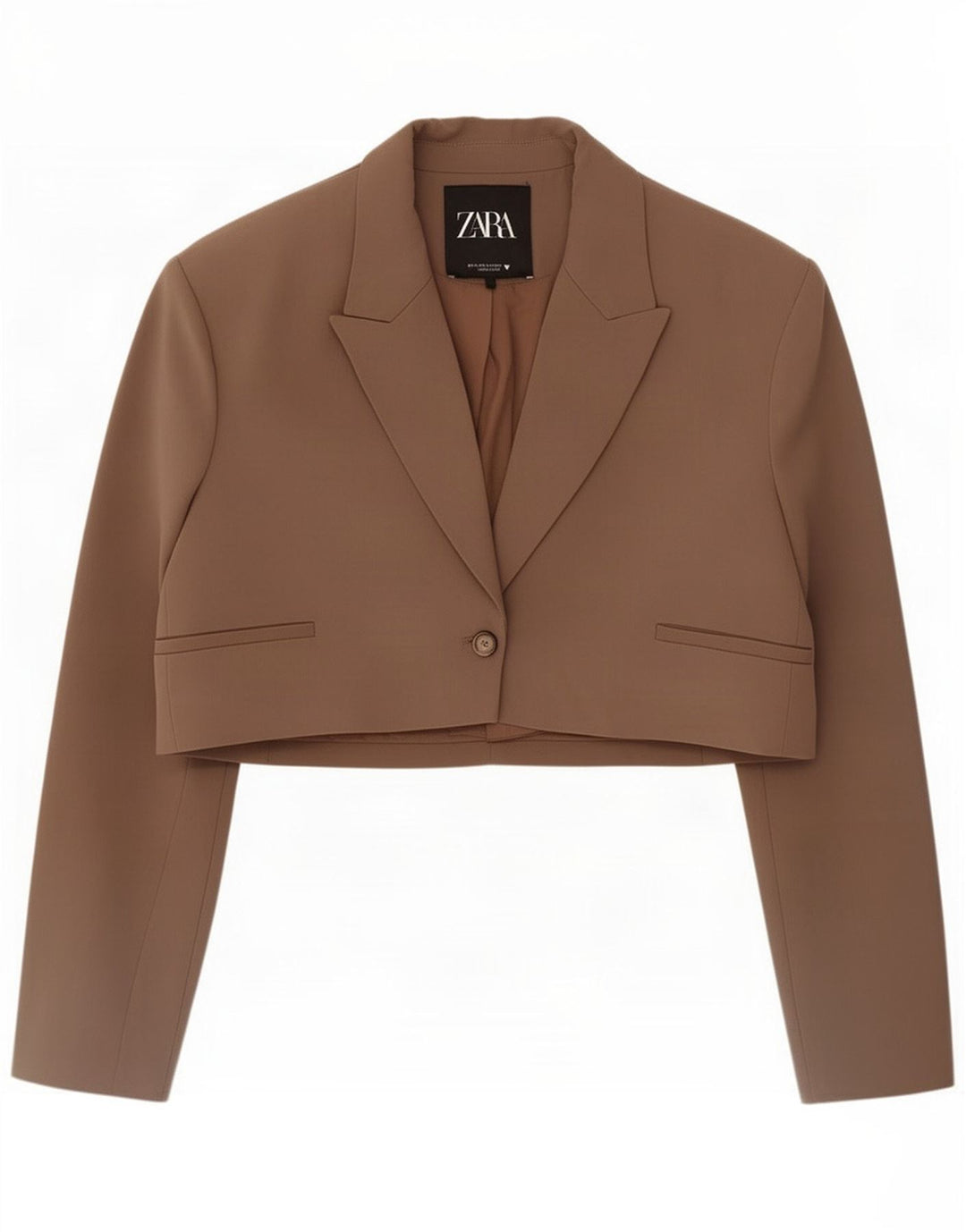 Zara Bolero-jakke med 1 knap til kvinder UK 14 Mellembrun Polyester