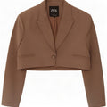 Zara Bolero-jakke med 1 knap til kvinder UK 14 Mellembrun Polyester