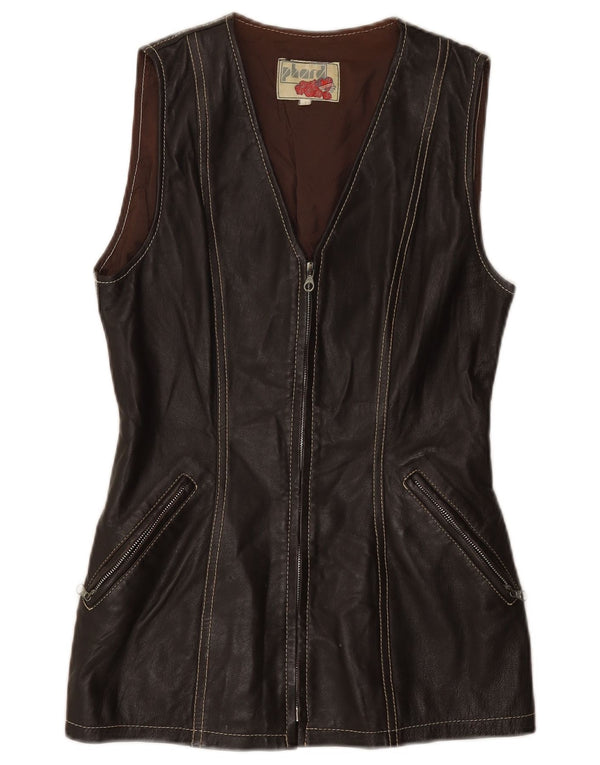 Phard Womens Læder Gilet UK 12 Medium Brown Læder