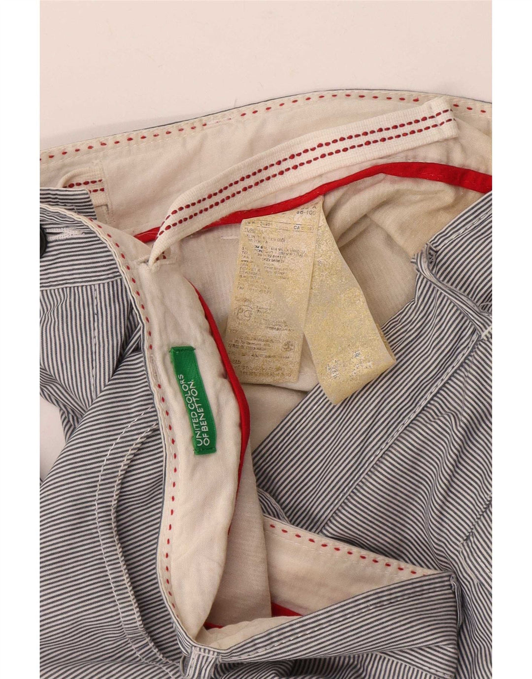 Benetton Herre Casual Shorts IT 48 Medium W38 Blå Stribet