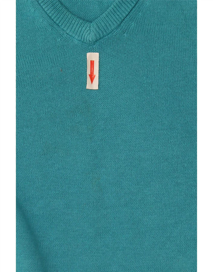 Marks & Spencer Mens V-Neck Jumper Sweater 2XL Turquoise Cotton