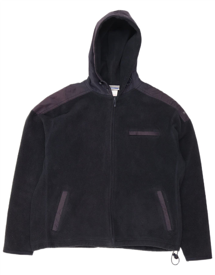 REEBOK Dame Oversized Fleecejakke UK 16 Large Black Colourblock