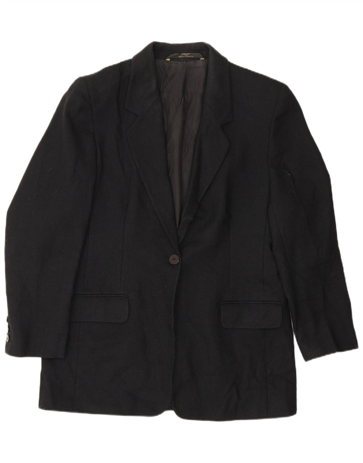 Giacca blazer a 1 bottone Marks & Spencer da donna UK 16 grande lana nera