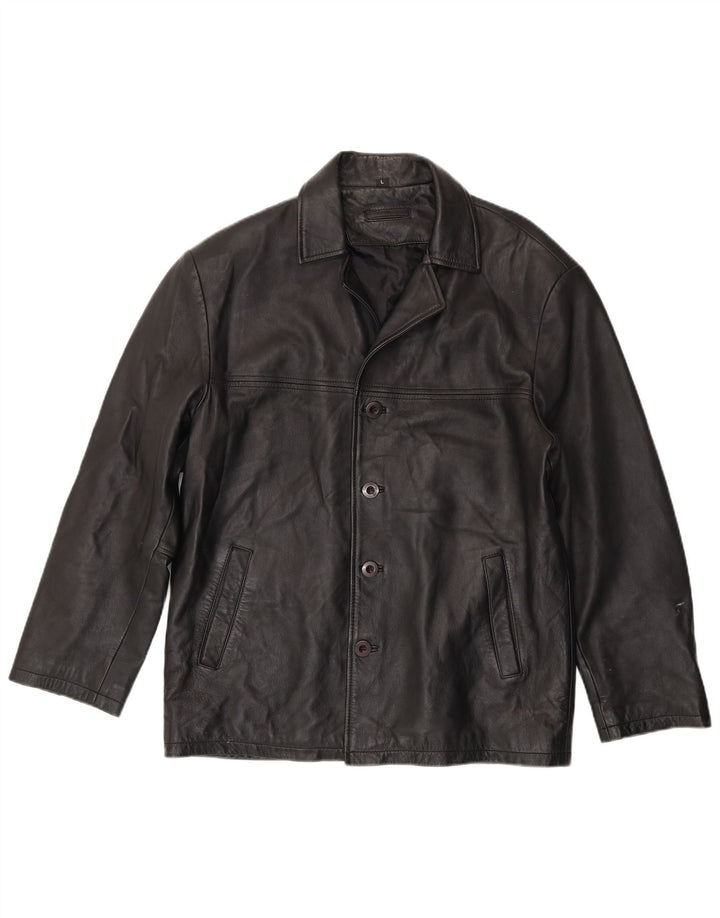 Vintage Mens Leather Jacket UK 40 Large Black Leather