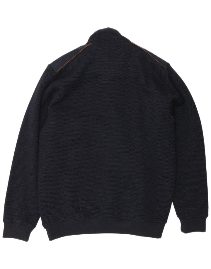 Breidhof Mens Knit Bomber Jacket EU 54 2XL Navy Blue Wool