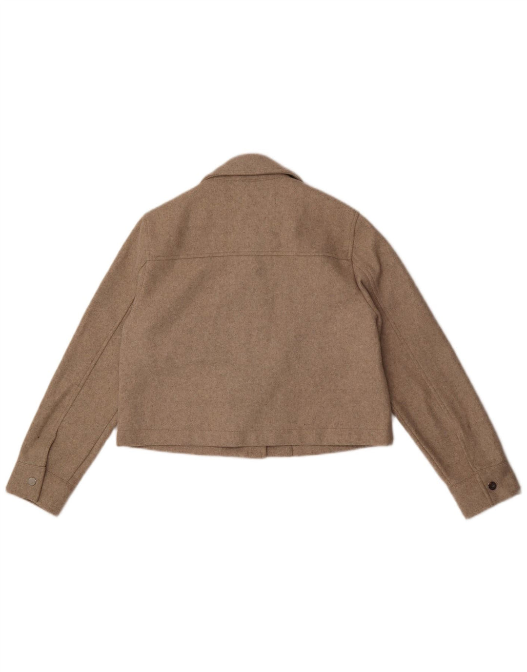 Zara Womens Crop Bomber Jacket UK 10 Petit Beige Moucheté
