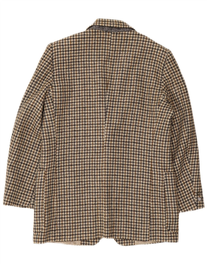 Reporter Mens 2 Button Blazer Jacket IT 48 Medium Brown Houndstooth Wool