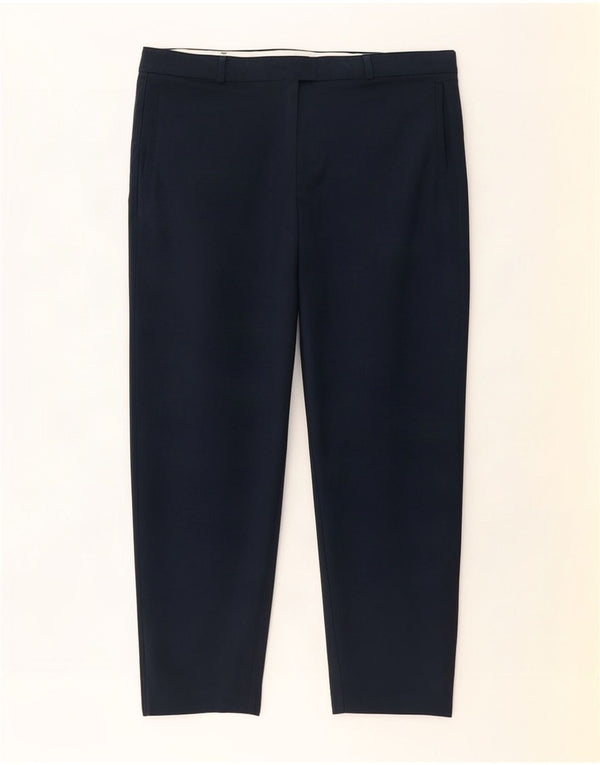 Pantaloni chino a vita alta da donna Monsoon UK 22 3XL W44 L28 Blu navy