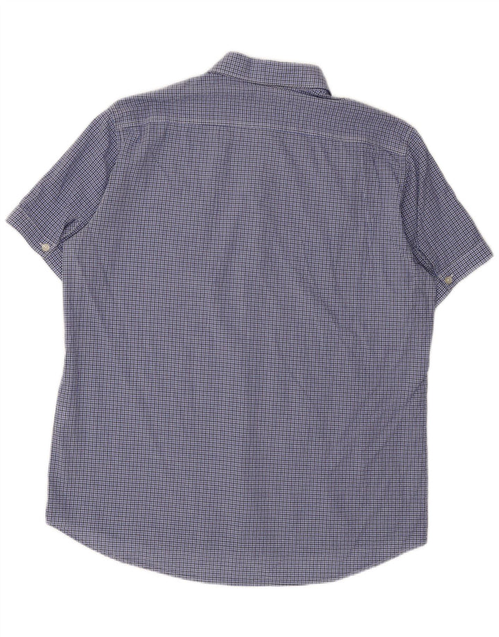Carrera Herren-Hemd, kurzärmelig, normale Passform, XL, blau, Gingham-Baumwolle