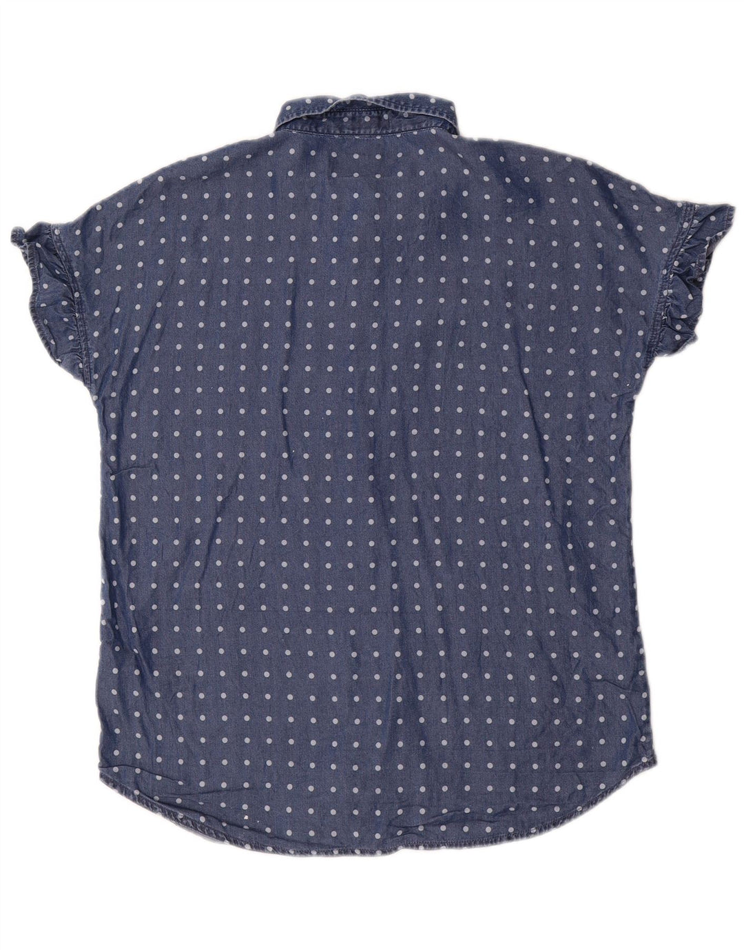 Dack's Womens Short Sleeve Shirt Blouse UK 14 Medium Navy Blue Polka Dot