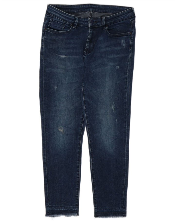 Zara Womens Slim Cropped Jeans W28 L24 Navy Blue