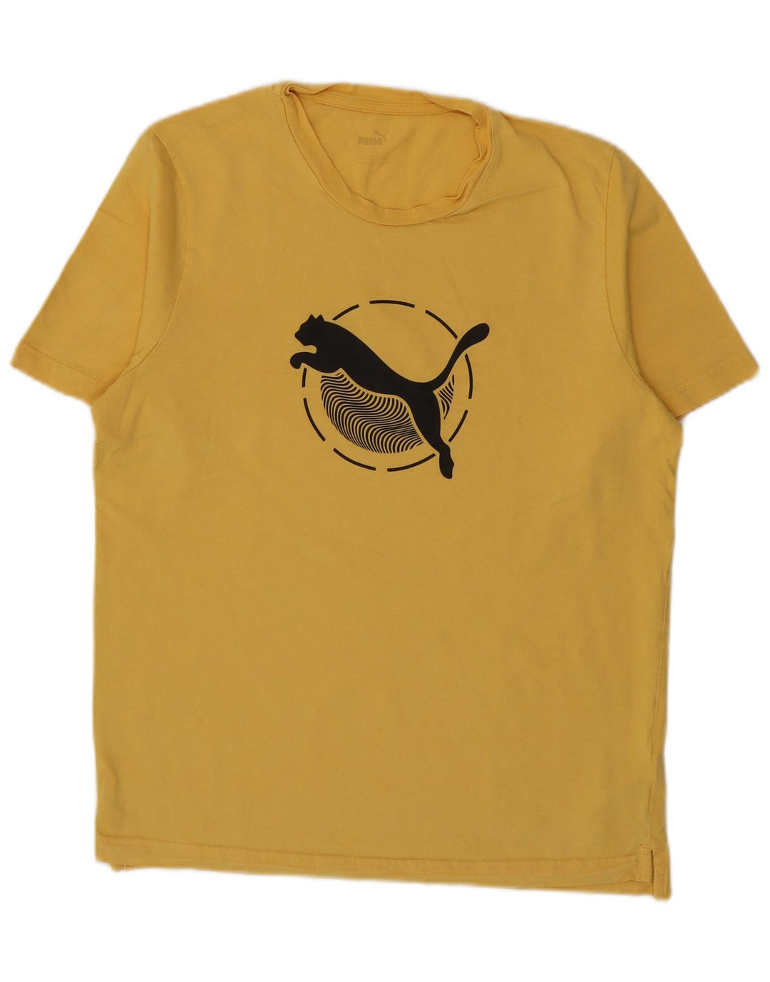 Puma Mens Graphic T-Shirt Top Large Yellow Cotton
