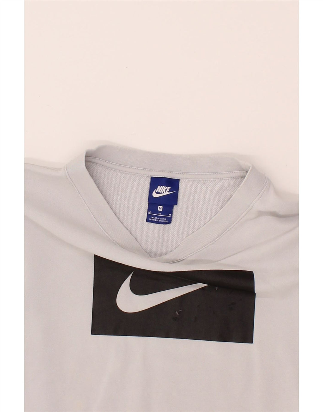 NIKE Womens Graphic Crop Sweatshirt Jumper UK 14 Medium White Colourblock Vintage Nike and Second-Hand Nike from Messina Hembry 