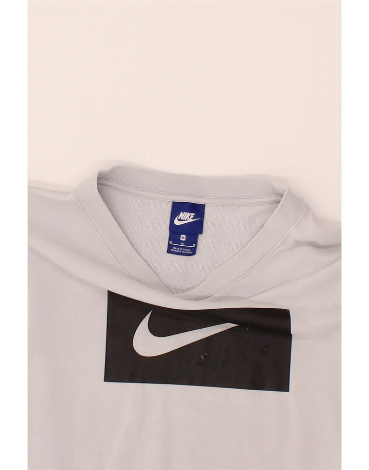NIKE Womens Graphic Crop Sweatshirt Jumper UK 14 Medium White Colourblock Vintage Nike and Second-Hand Nike from Messina Hembry 
