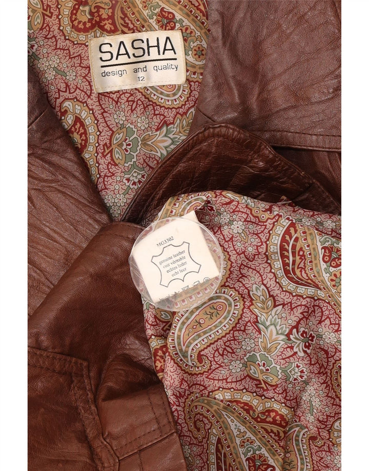 Sasha Dame 3-knaps Læder Blazer Jakke UK 12 Medium Brun