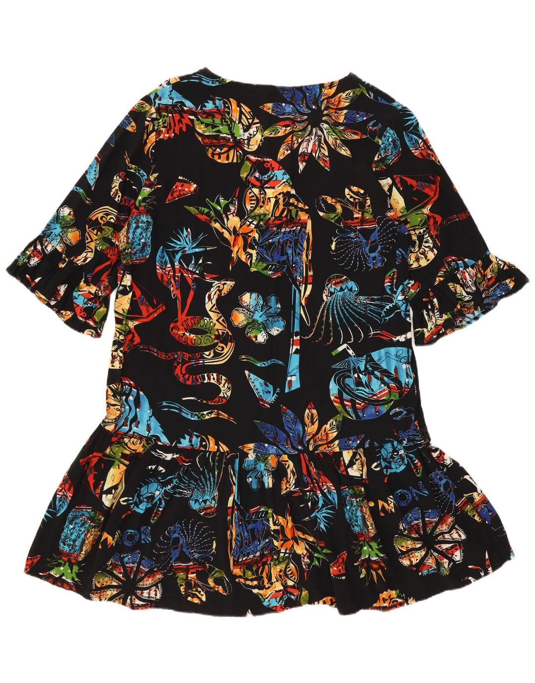 Desigual Womens Tunic Dress UK 14 Medium Black Floral
