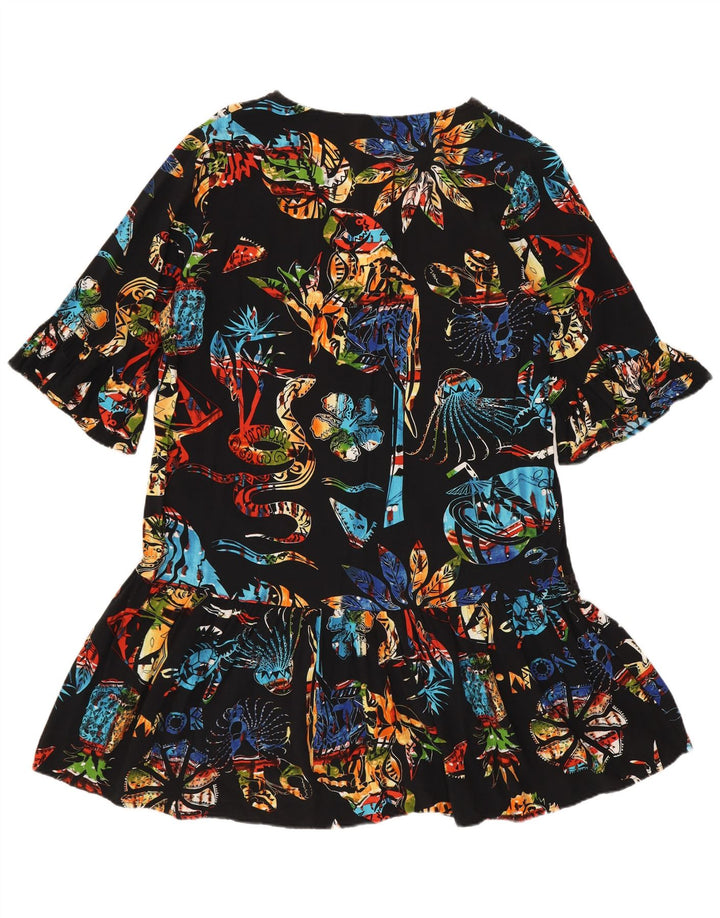 Desigual Womens Tunic Dress UK 14 Medium Black Floral