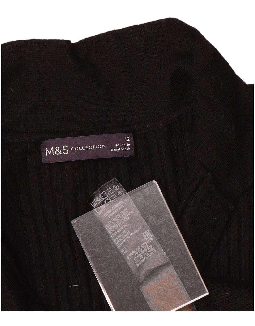 Marks & Spencer Womens Polo Neck Jumper Sweater UK 12 Medium  Black Viscose