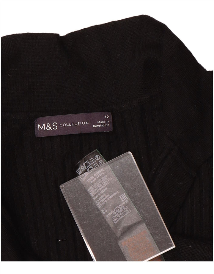 Marks & Spencer Womens Polo Neck Jumper Sweater UK 12 Medium  Black Viscose